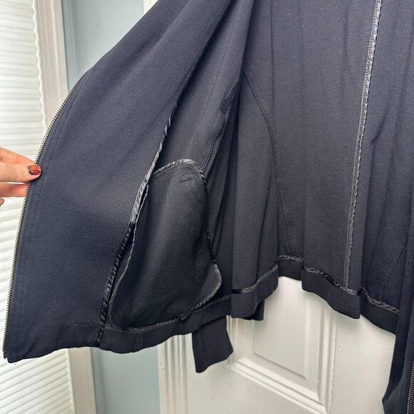 Lane Bryant Jacket Womens 28 Black Moto Style Soft Long Sleeve Collared - Picture 4 of 9